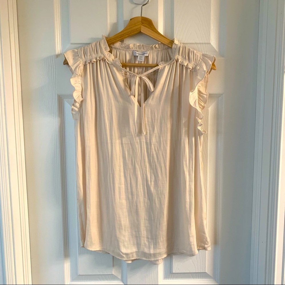 Carolina Belle ruffle sleeve top, ecru